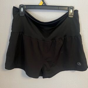 Black Athletic Skorts with Flared Fit and Wide Waistband